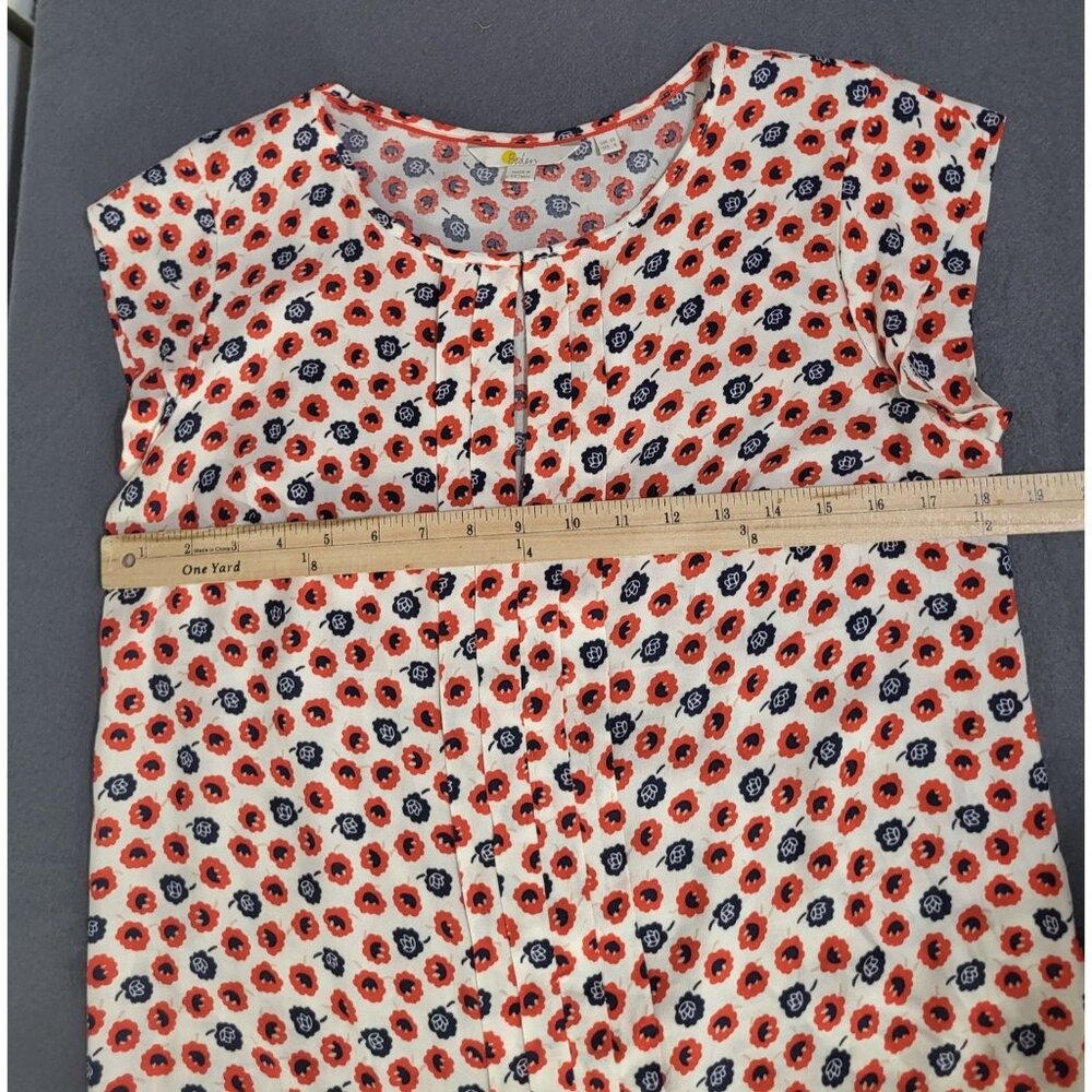 Boden Women's Pleat Front Keyhole Floral Print Blouse SZ 6 Viscose - Picture 4 of 7